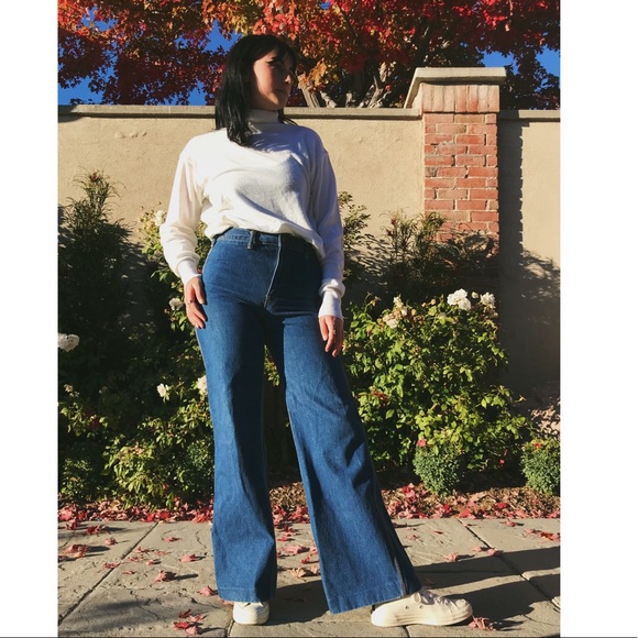 SOLD || 🌈 RARE VTG 🌈 70’s Wide Leg Denim - Picture 2 of 6
